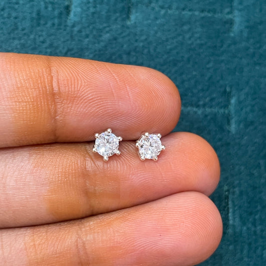 92.5 Silver White Stone Second Studs | Stylish Sparkle Design | Elegant Jewellery