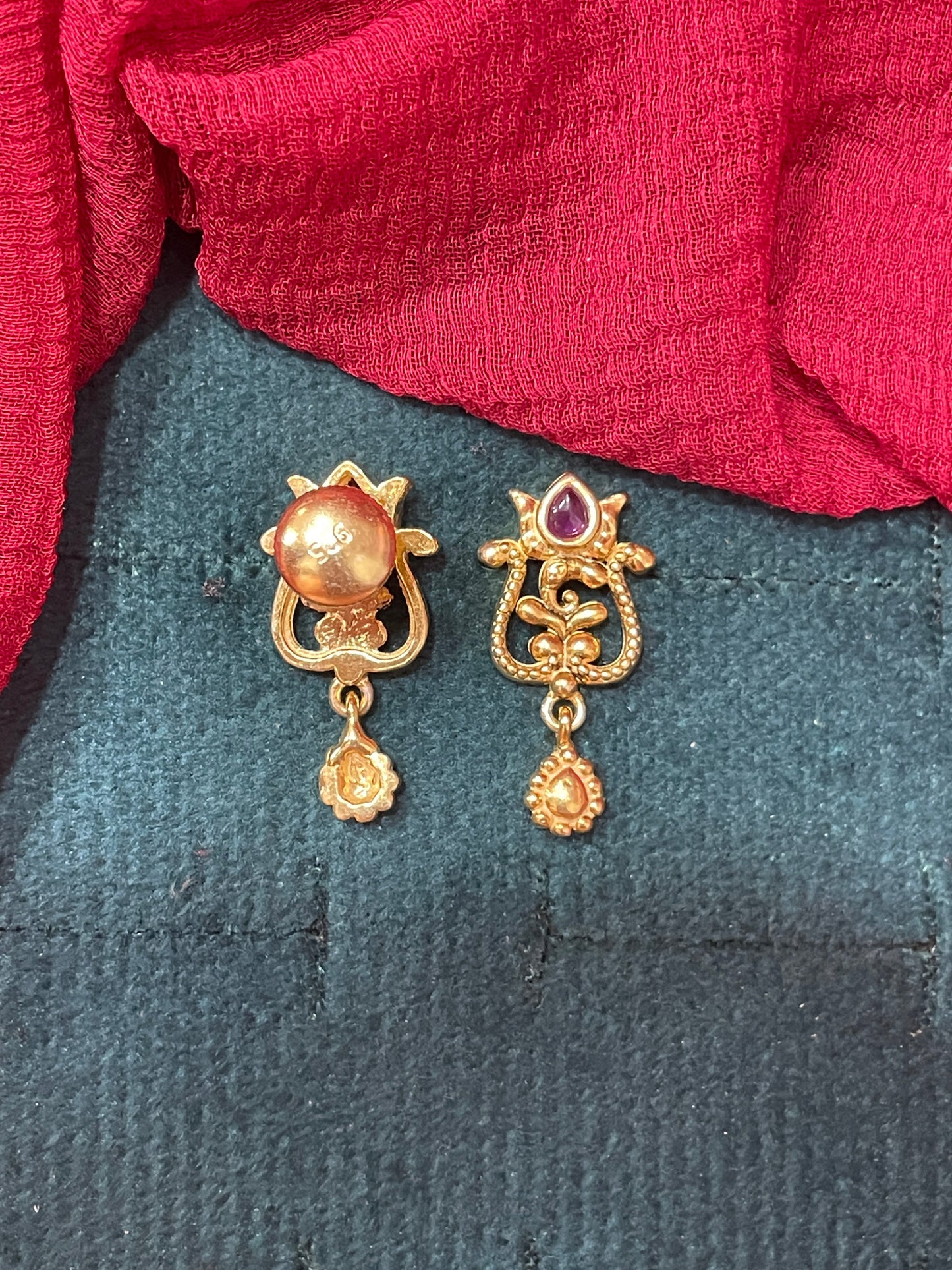 92.5 silver gold plated classy stylish temple style earrings