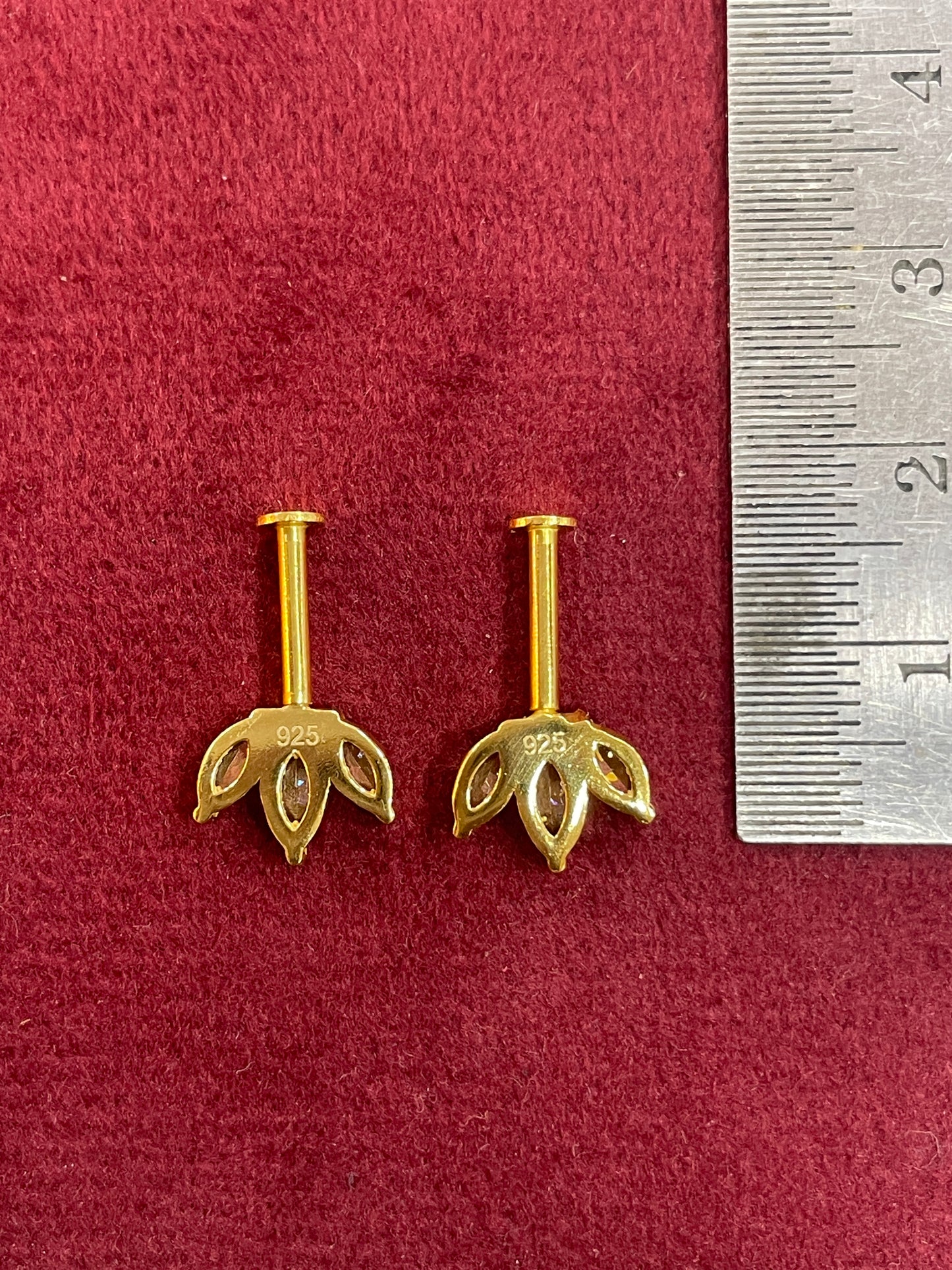 92.5 Silver Gold Plated Three Leaf Bugadi (Pair) | Floral Elegant Design | Jewellery