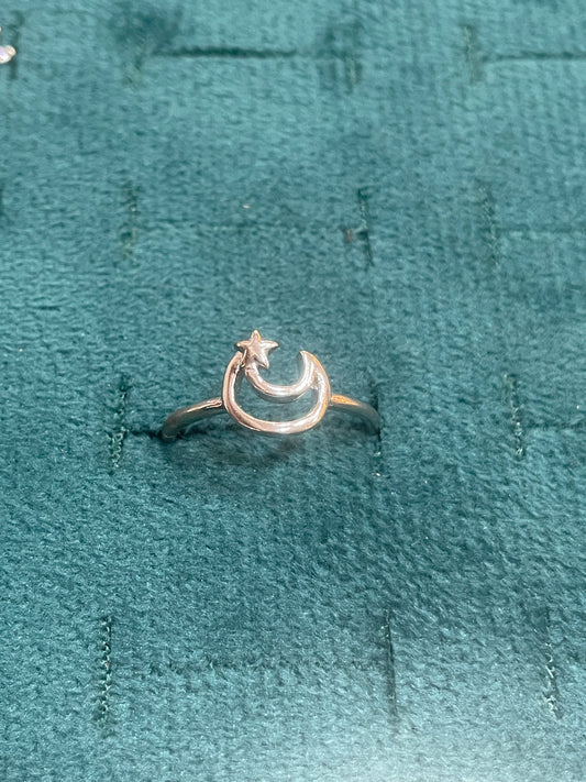 92.5 Silver Moon Star Ring for Women Size 13 | Stylish Celestial Design | Elegant Fashion Jewellery
