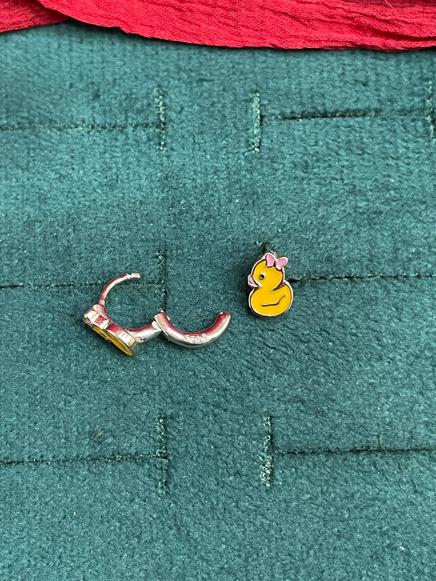 925 Silver Cute Duck Hoops