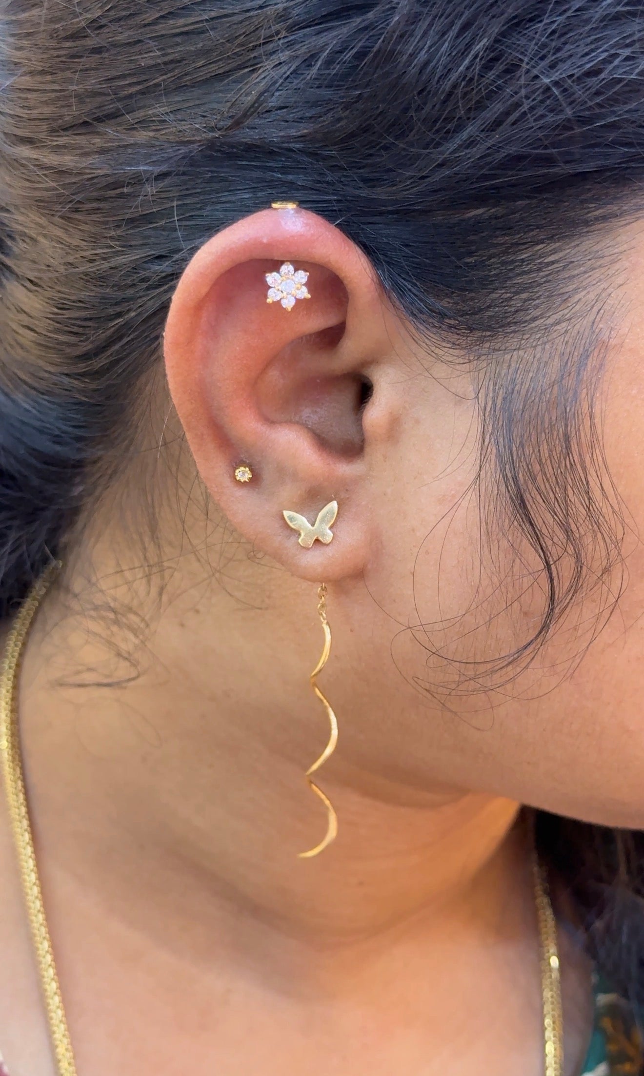 925 Sterling Silver Gold Plated Butterfly Spiral Earrings for Women | Whimsical Nature Design
