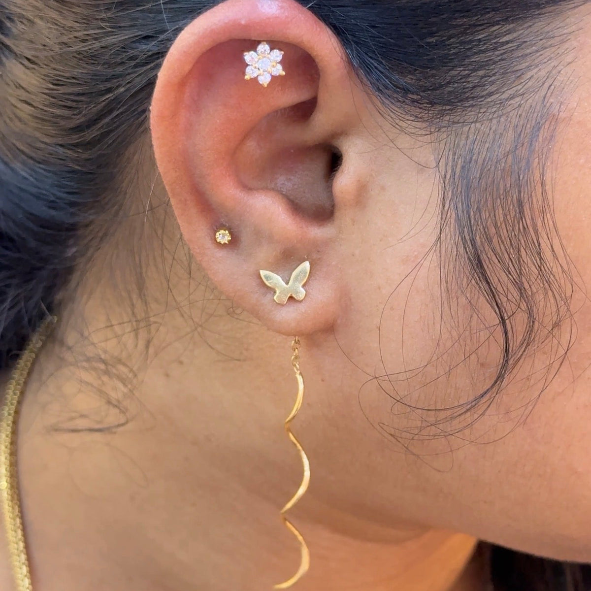 925 Sterling Silver Gold Plated Butterfly Spiral Earrings for Women | Whimsical Nature Design. Pair