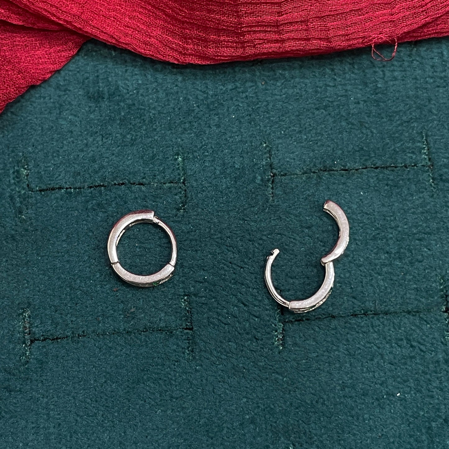 925 Silver Green Hoops