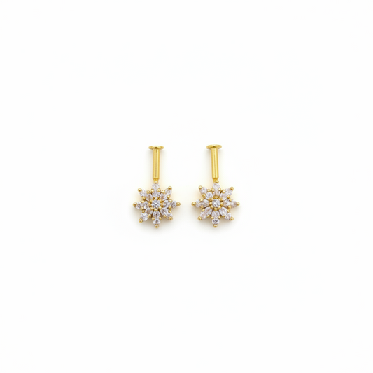 925 Silver Gold Plated 8 Petal Bugadi Pair