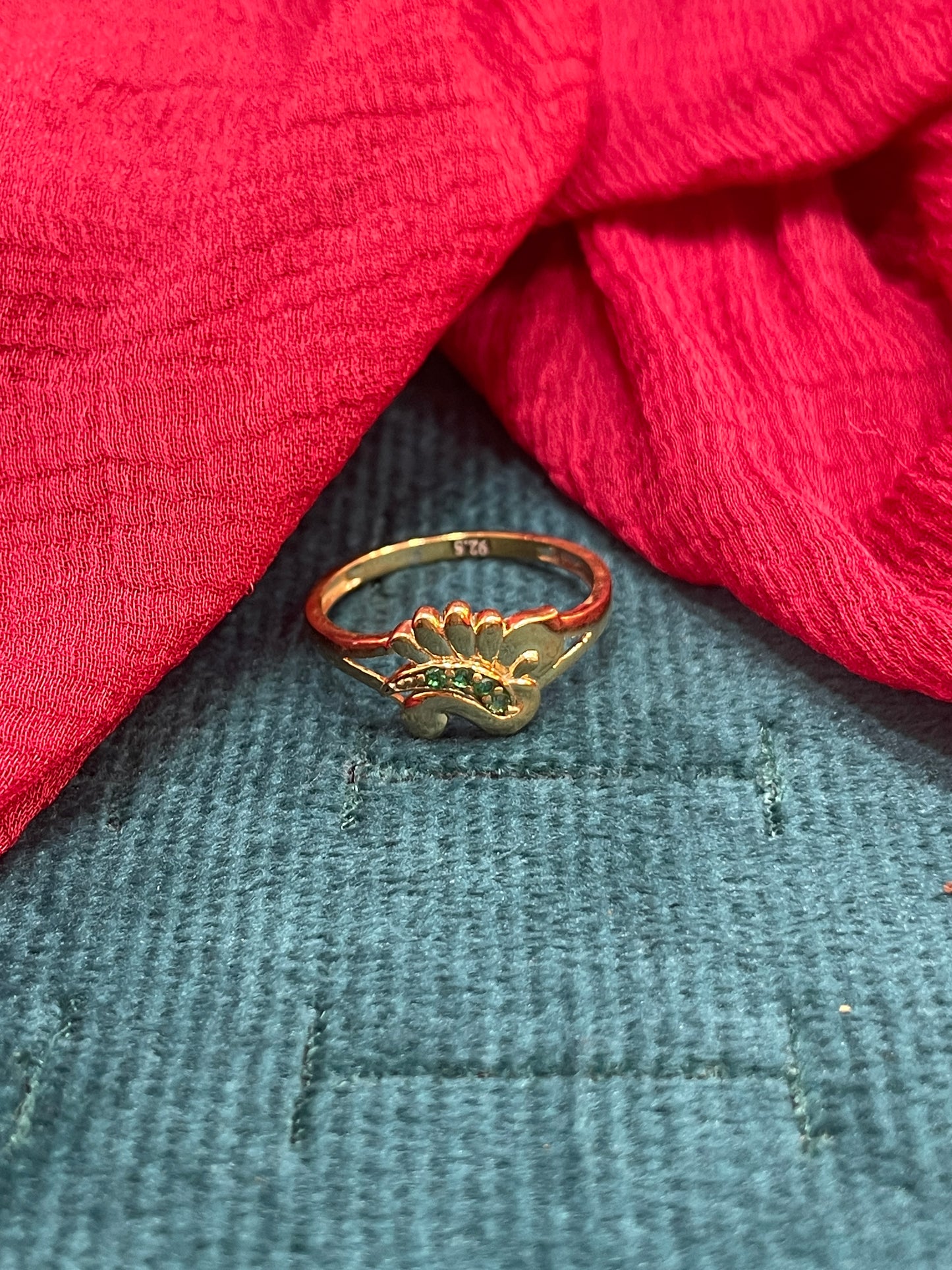 Silver Gold Plated Classy Ring for Women Size 13 | Elegant Traditional Design | Stylish Jewellery