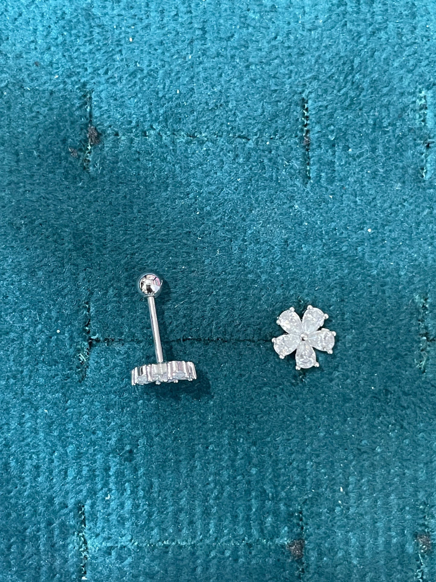 925 Silver Floral Stud Earrings | CZ Flower Daily Wear Earrings with Ball Screw Back