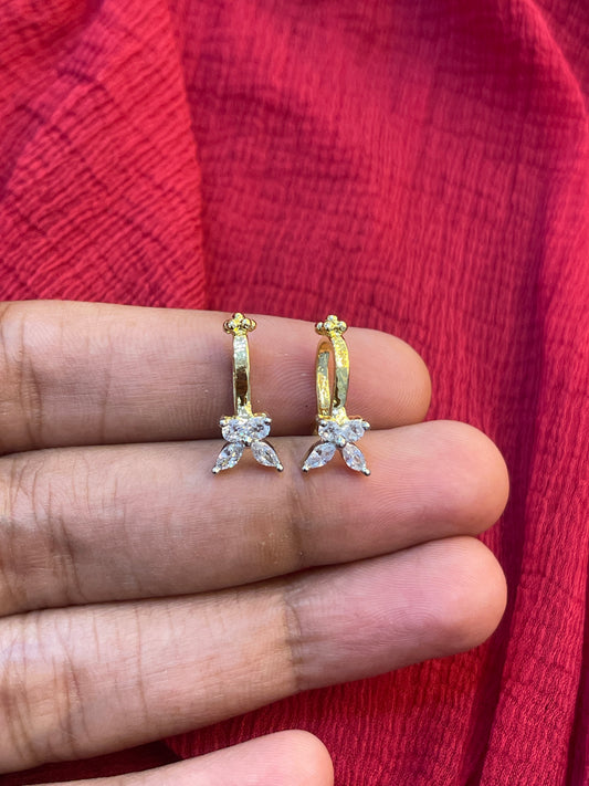 92.5 Silver Gold Plated Butterfly Press-On Bugadi for Women | Stylish Non-Piercing Ear Cuff | Ethnic Jewellery