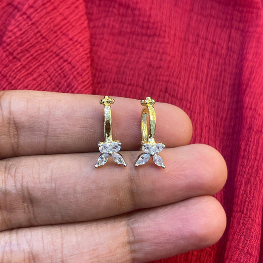 92.5 Silver Gold Plated Butterfly Press-On Bugadi for Women | Stylish Non-Piercing Ear Cuff | Ethnic Jewellery
