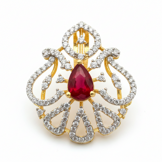 925 Silver Gold-Plated Ruby Red Pendant