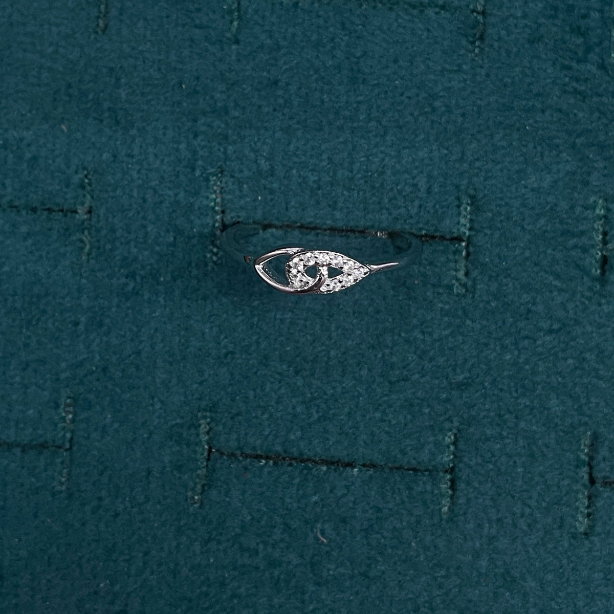 92.5 Sterling Silver Evil Eye Pave CZ Finger Ring