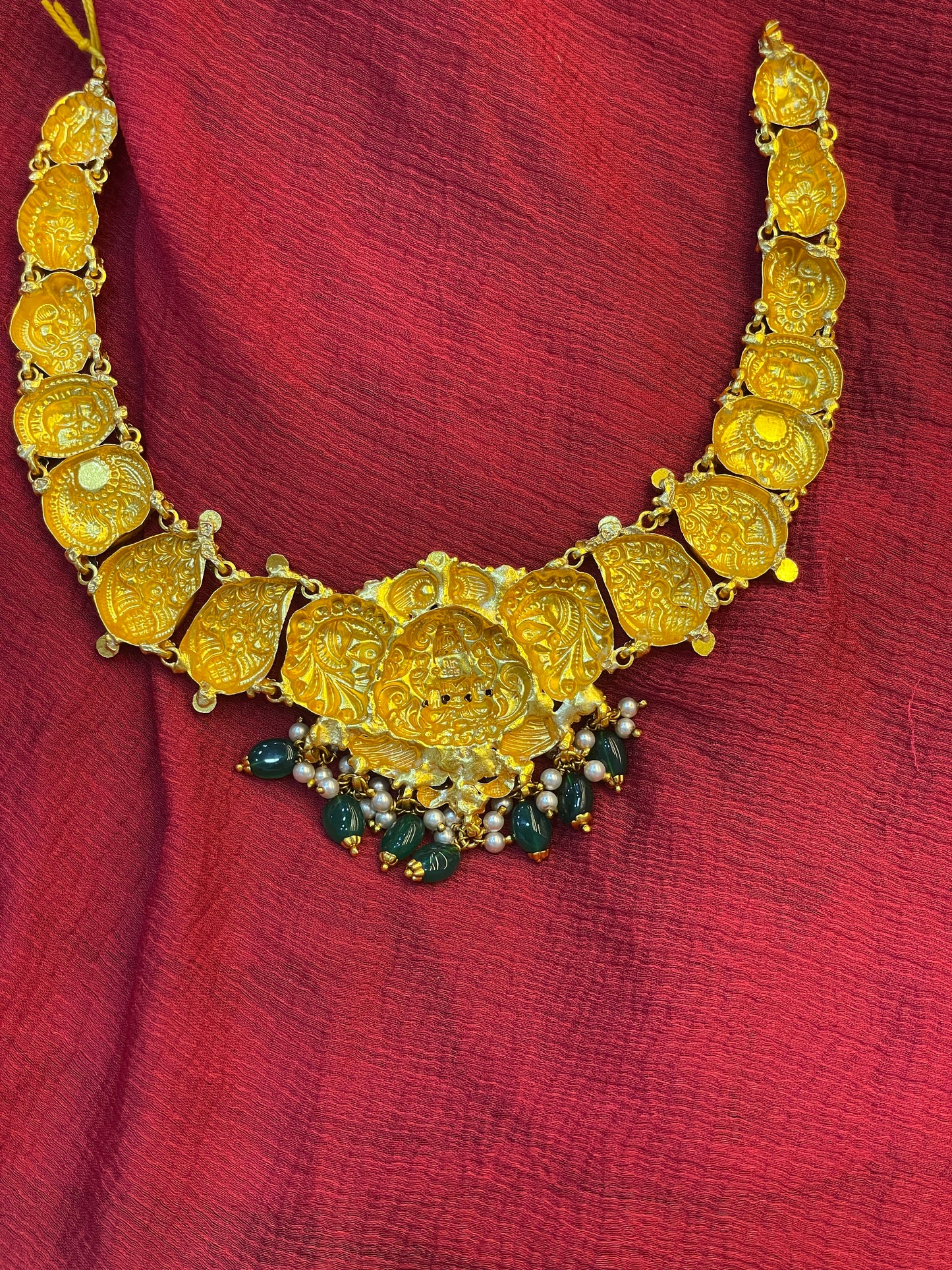 92.5 Silver Gold Plated Lakshmi Devi Temple Necklace