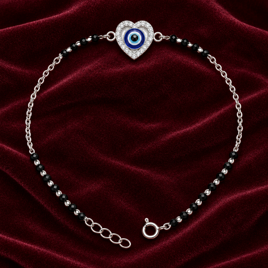 92.5 silver black bead bracelet