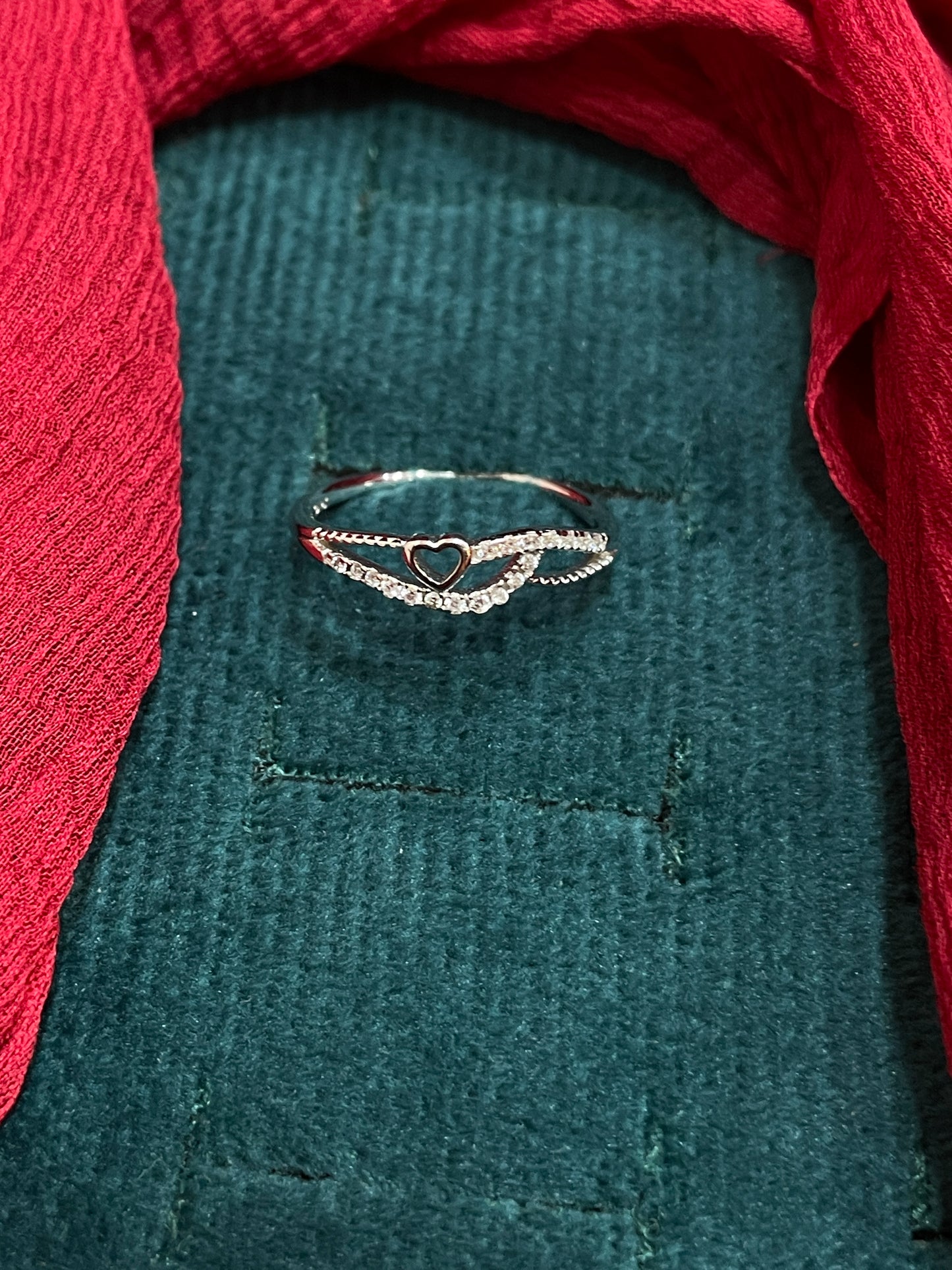 925 Silver Heart Ring- Size 12