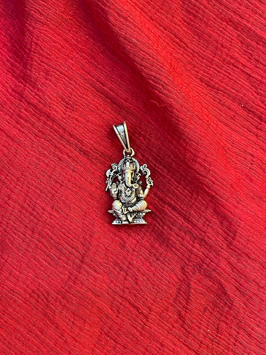 92.5 Silver Oxidised Ganesha Design Pendant for Men & Women – Traditional Finish