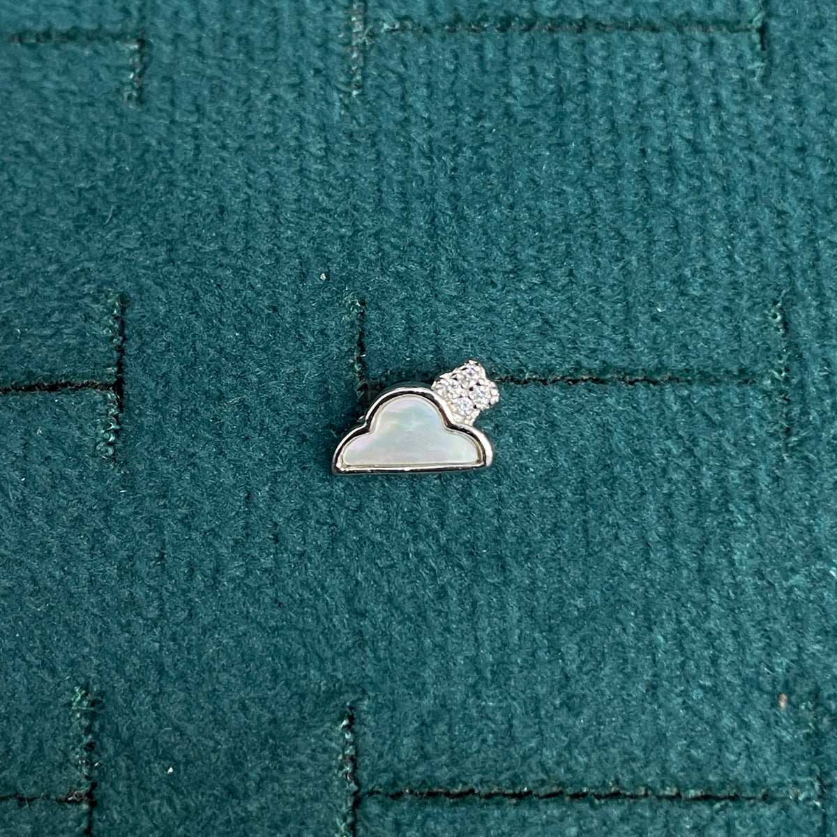 92.5 Silver White Mother-of-Pearl Cloud Stud Earrings Pair