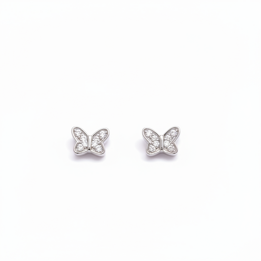 925 Silver Tiny Butterfly Studs - Ball back