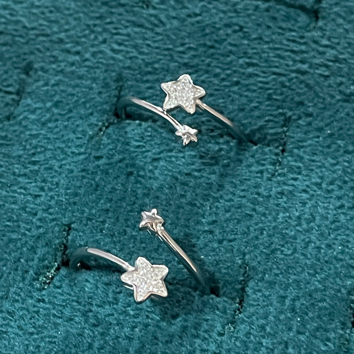 92.5 Sterling Silver Dual Star Toe Rings for Women | Double Band Elegant Design
