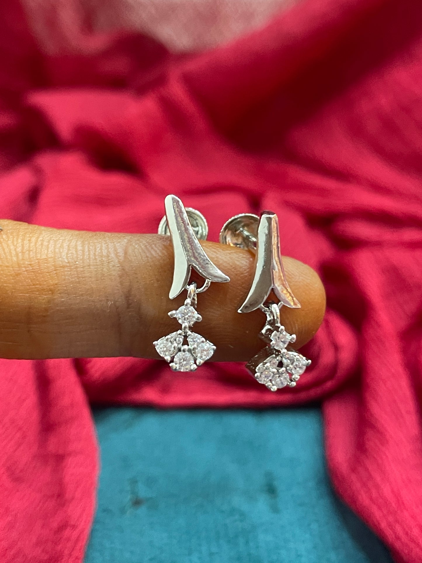 92.5 Silver Drop Studs Pair