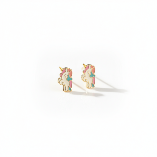 92.5 Silver Unicorn Kids Earrings | Cute Fantasy Design | Baby Jewellery pair