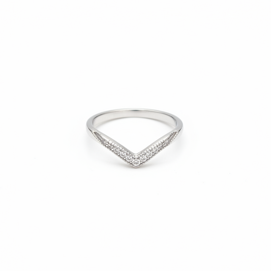 92.5 Sterling Silver V-Chevron Finger Ring