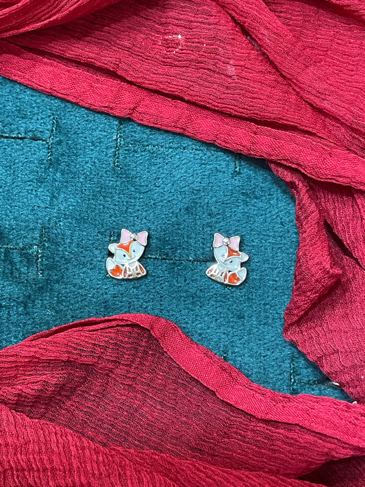 92.5 Silver Cute Fox Earrings for Women | Playful Animal Design | Stylish Trend Jewellery
