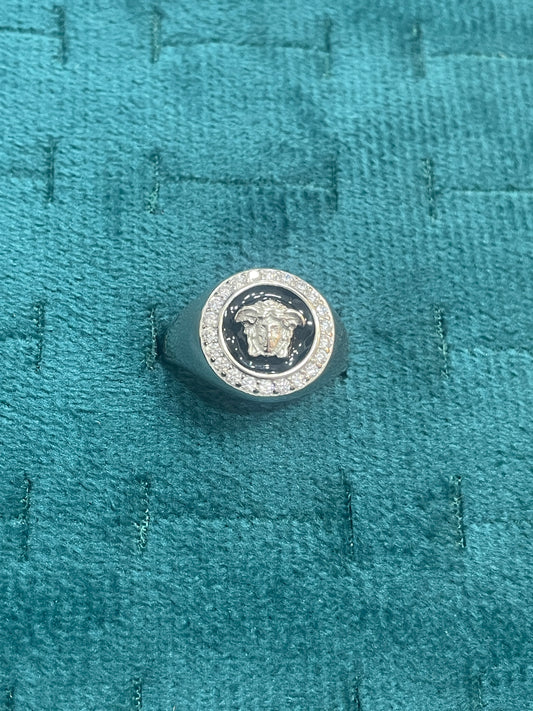 92.5 Silver Versace Style Men’s Ring Size 18 | Stylish Premium Pattern Design | Elegant Fashion Jewellery