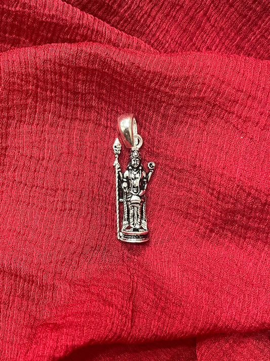 92.5 Silver Oxidised Subramanya Swamy Pendant for Men & Women | Murugan Temple Design | Daily Wear Jewellery