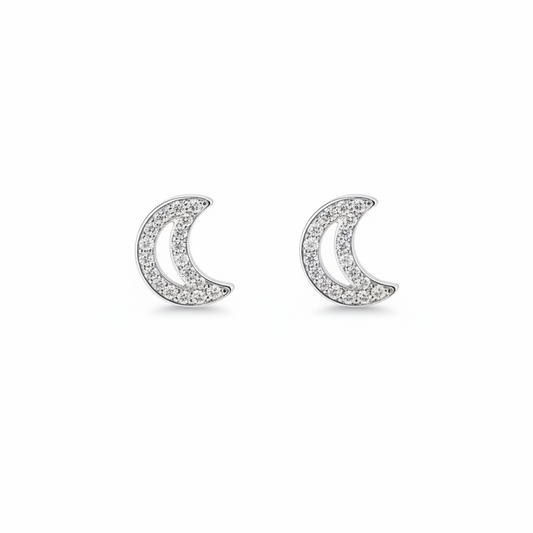 925 Silver Half Moon Studs- Ball back