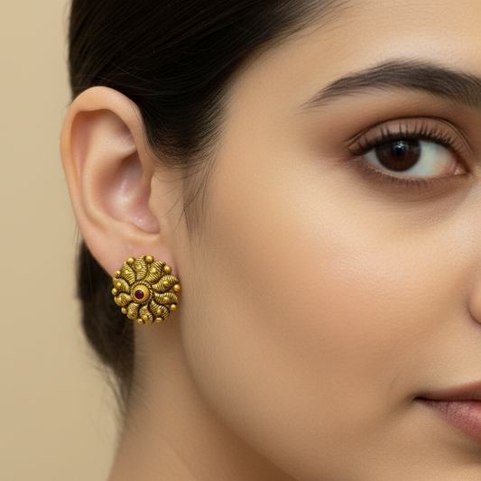 92.5 Silver Gold Plated Temple Earrings for Women | Traditional South Indian Jewellery | Festive Wear