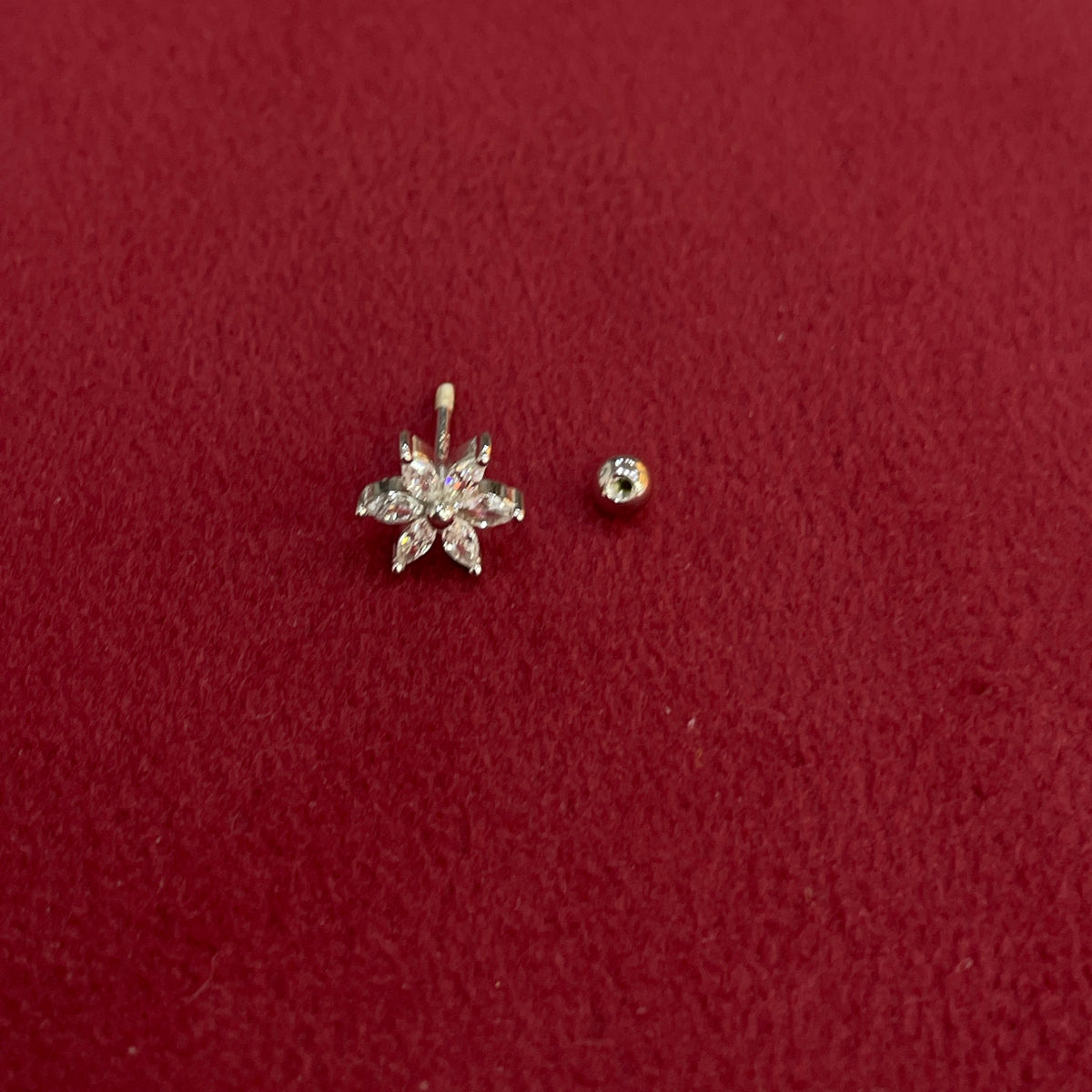 925 Silver 6 Petal Flower Studs - Ball back pair