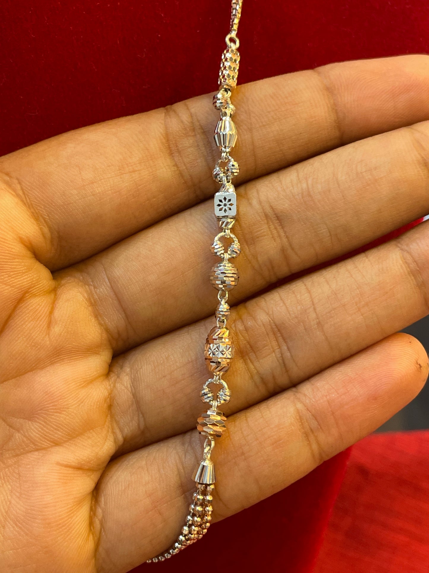 92.5 Silver Rose Gold Plated Three Line Chain for Women 19 Inches | Elegant Layered Jewellery