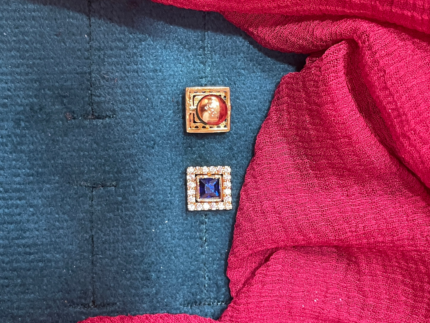 92.5 silver gold plated classy blue stone earrings