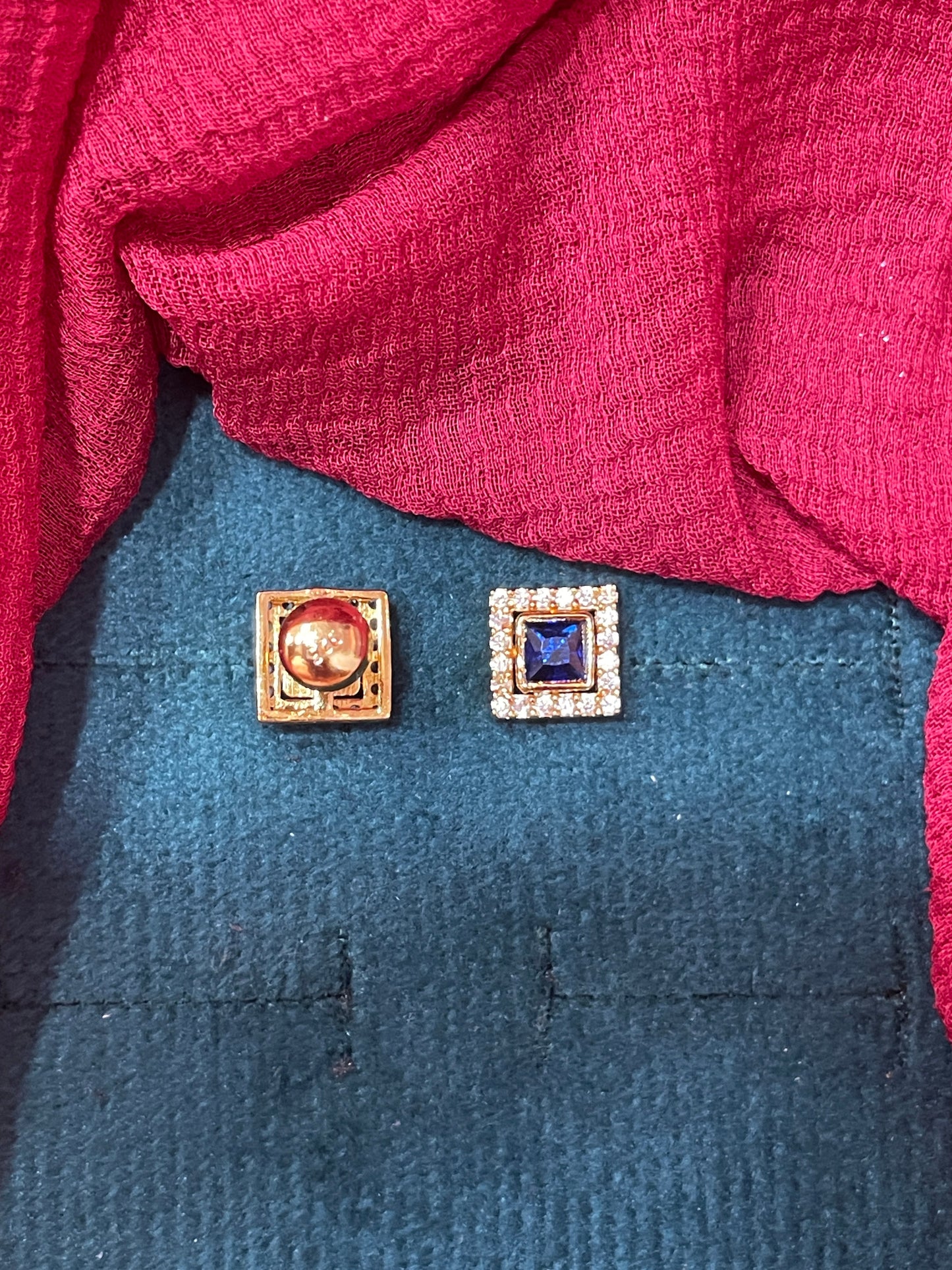92.5 silver gold plated classy blue stone earrings