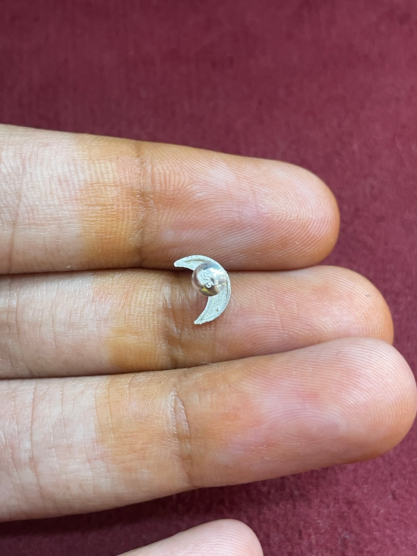 92.5 Silver Moon Second Studs | Stylish Celestial Design | Elegant Jewellery