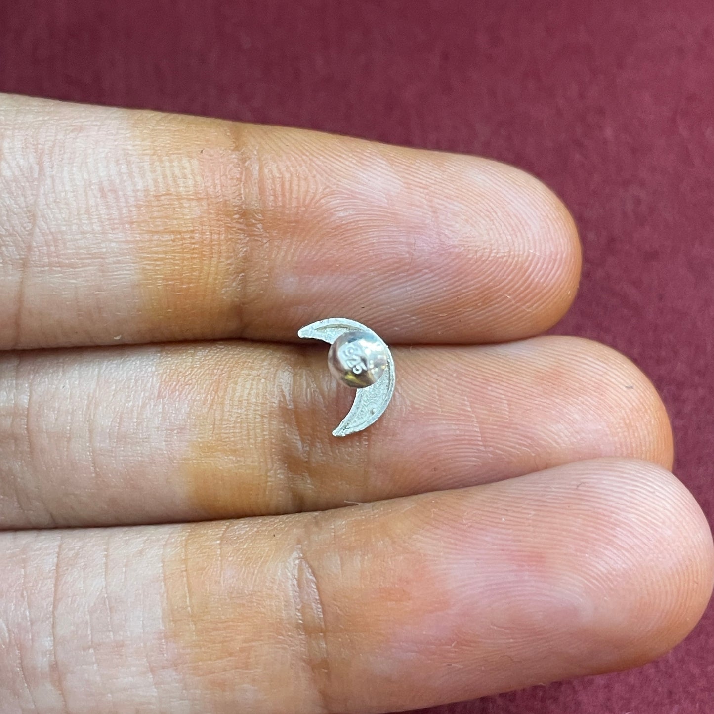 92.5 Silver Moon Second Studs | Stylish Celestial Design | Elegant Jewellery