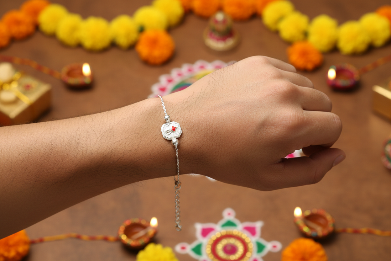 925 Silver Dancing Ganesha Rakhi