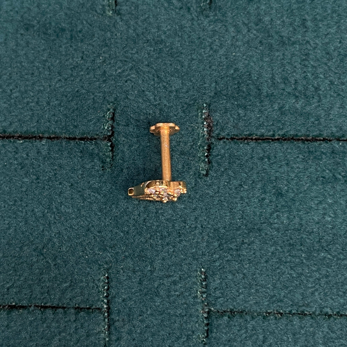 92.5 Sterling Silver Gold Plated CZ Trishul Nose Pin for Women