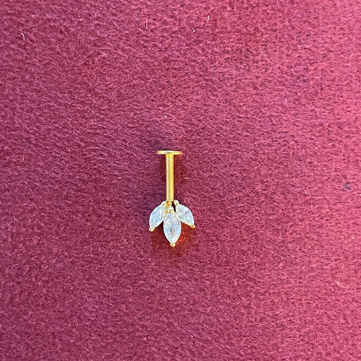 925 Silver Gold Plated Dainty Three Leaf Bugadi - Pair