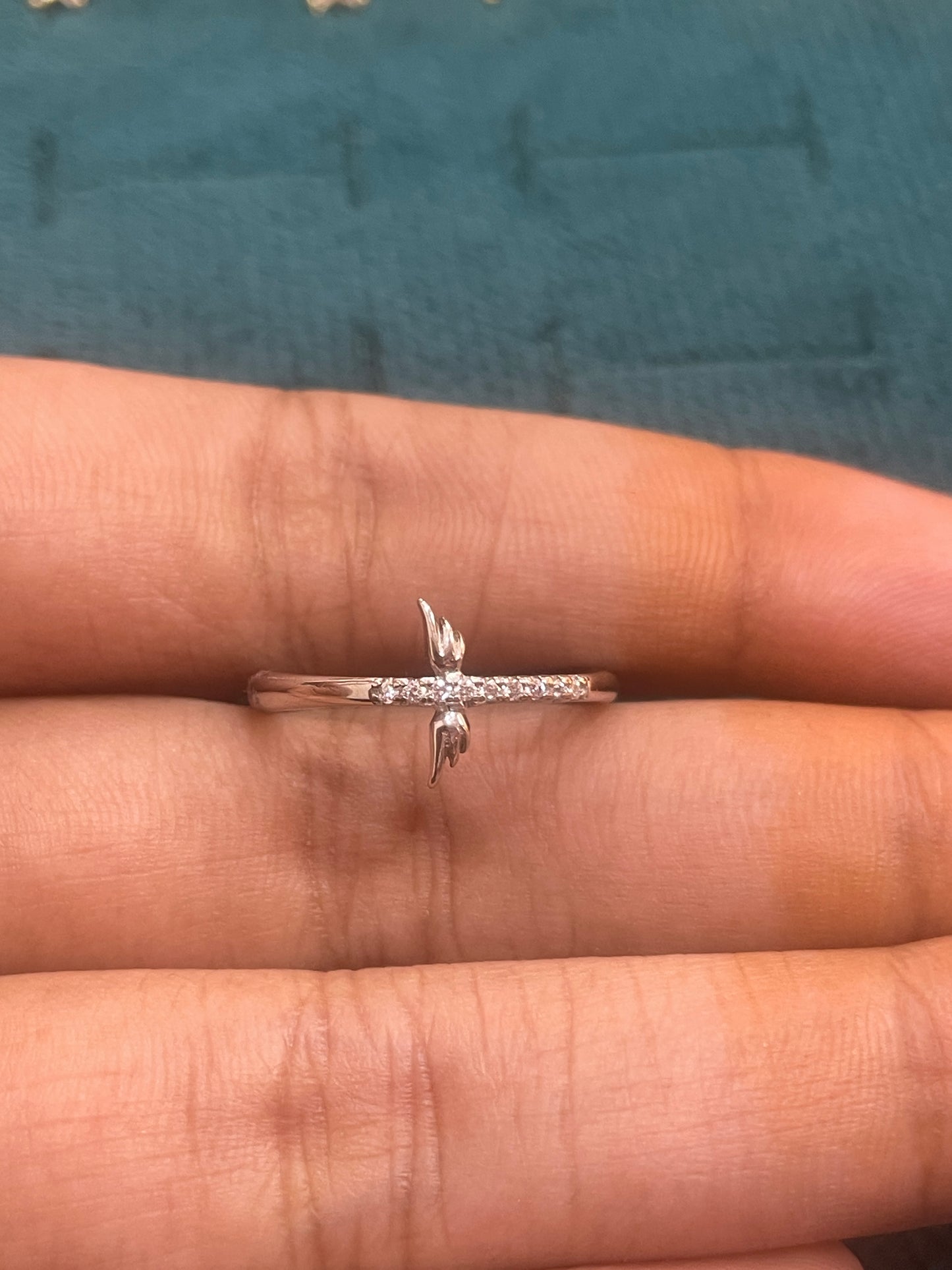 92.5 Silver White Stone Wings Ring for Women Size 11 | Stylish Angelic Design | Elegant Fashion Jewellery