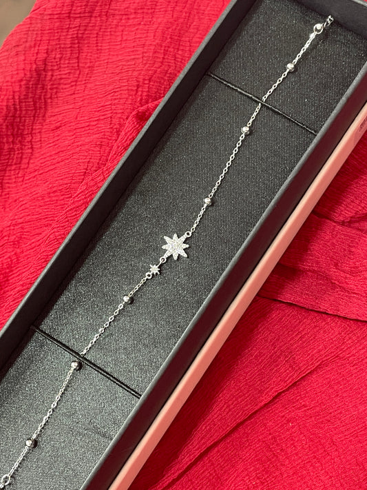 92.5 Silver Star Bracelet 8 Inches | Premium Minimal Elegant Design | Jewellery