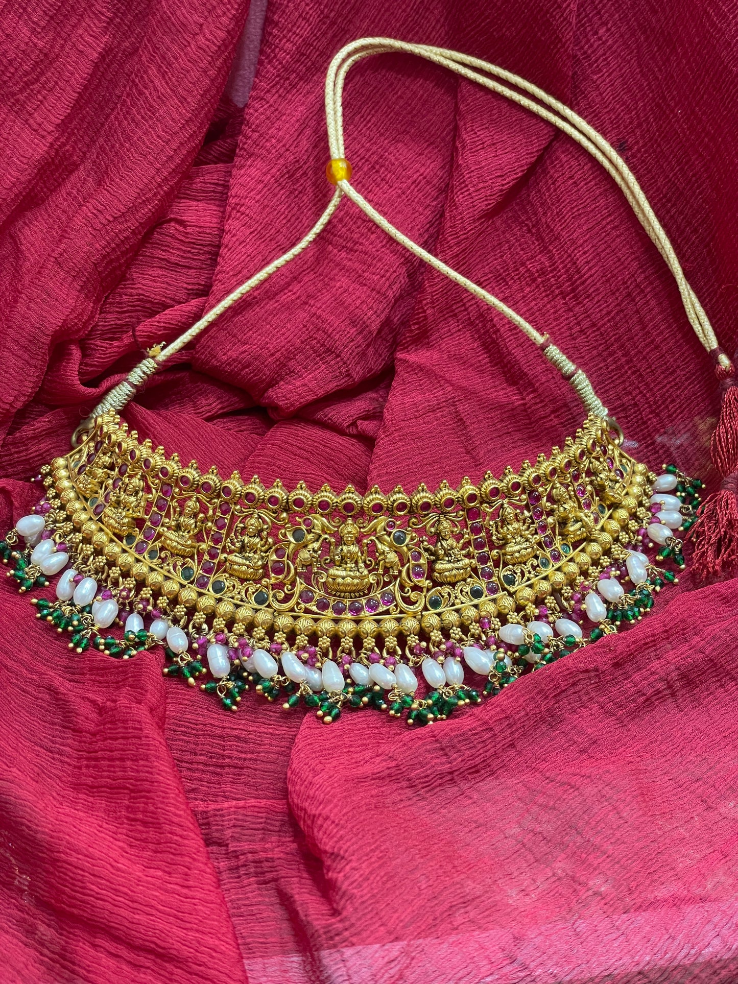 92.5 Silver Gold Plated Lakshmi Devi Necklace for Women | Traditional Temple Style | Elegant Spiritual Jewellery