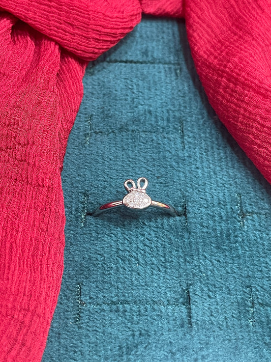 92.5 Silver Bunny Ring for Women Size 17 | Stylish Cute Design | Playful Fashion Jewellery