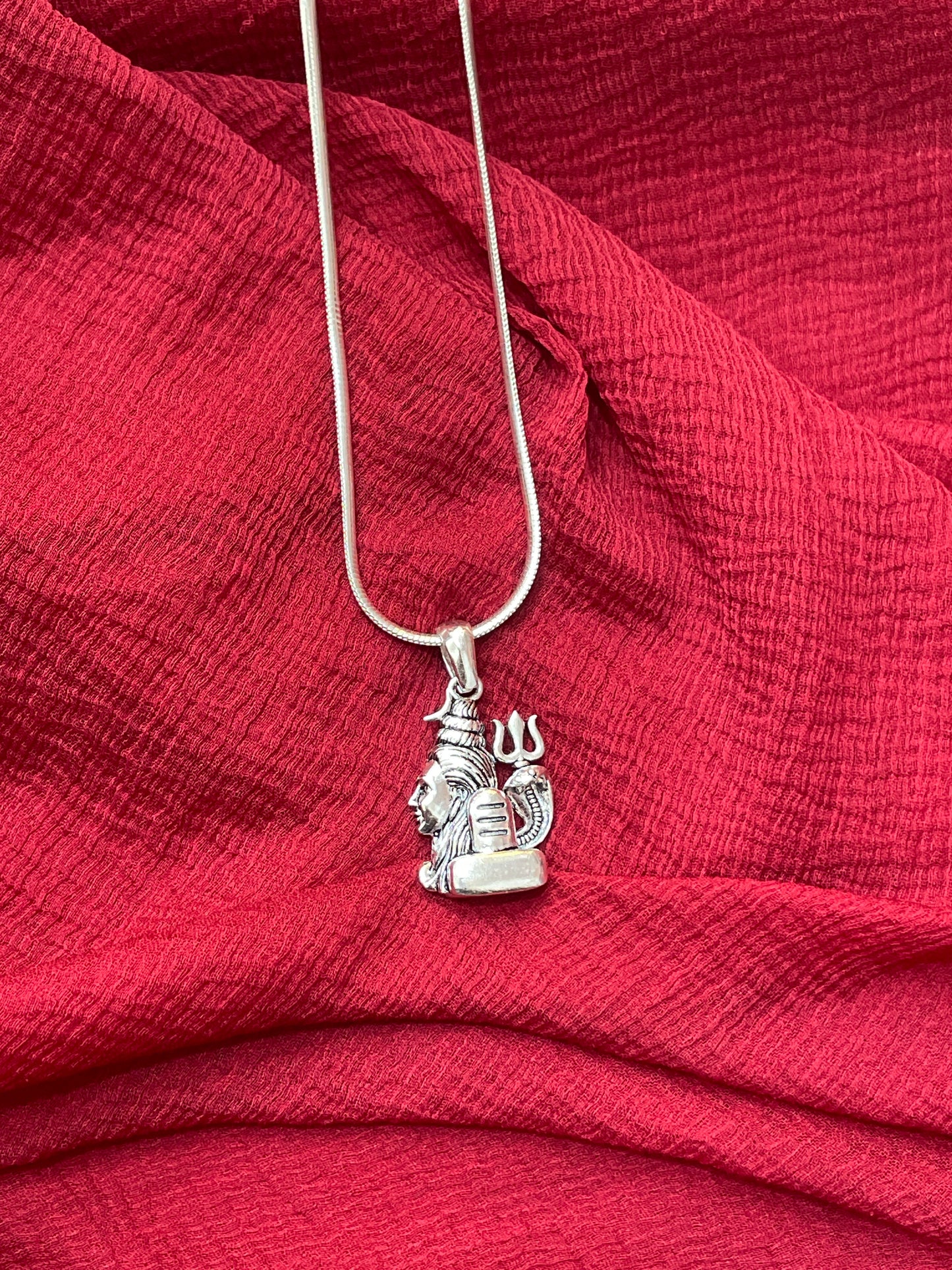 92.5 Silver Shiva Pendant for Men & Women | Mahadev Sacred Design | Temple Jewellery