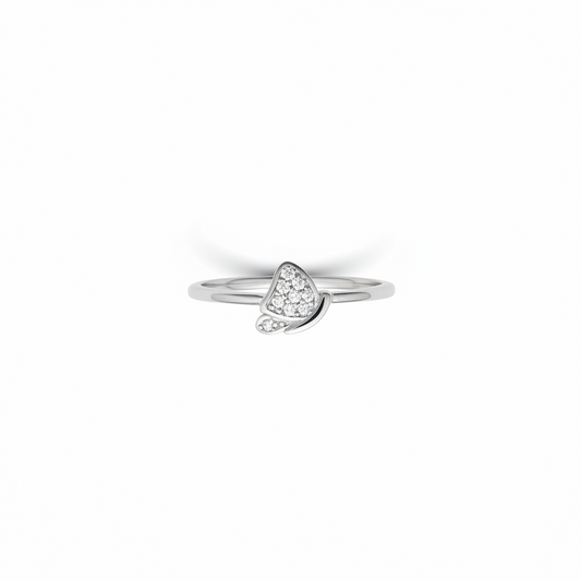92.5 Sterling Silver Pave White CZ Butterfly Finger Ring for Women