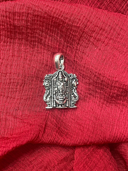 92.5 Silver Oxidised Venkateswara Swamy Pendant for Men & Women | Balaji Temple Design | Daily Wear Jewellery