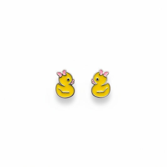 925 Silver Cute Duck Hoops