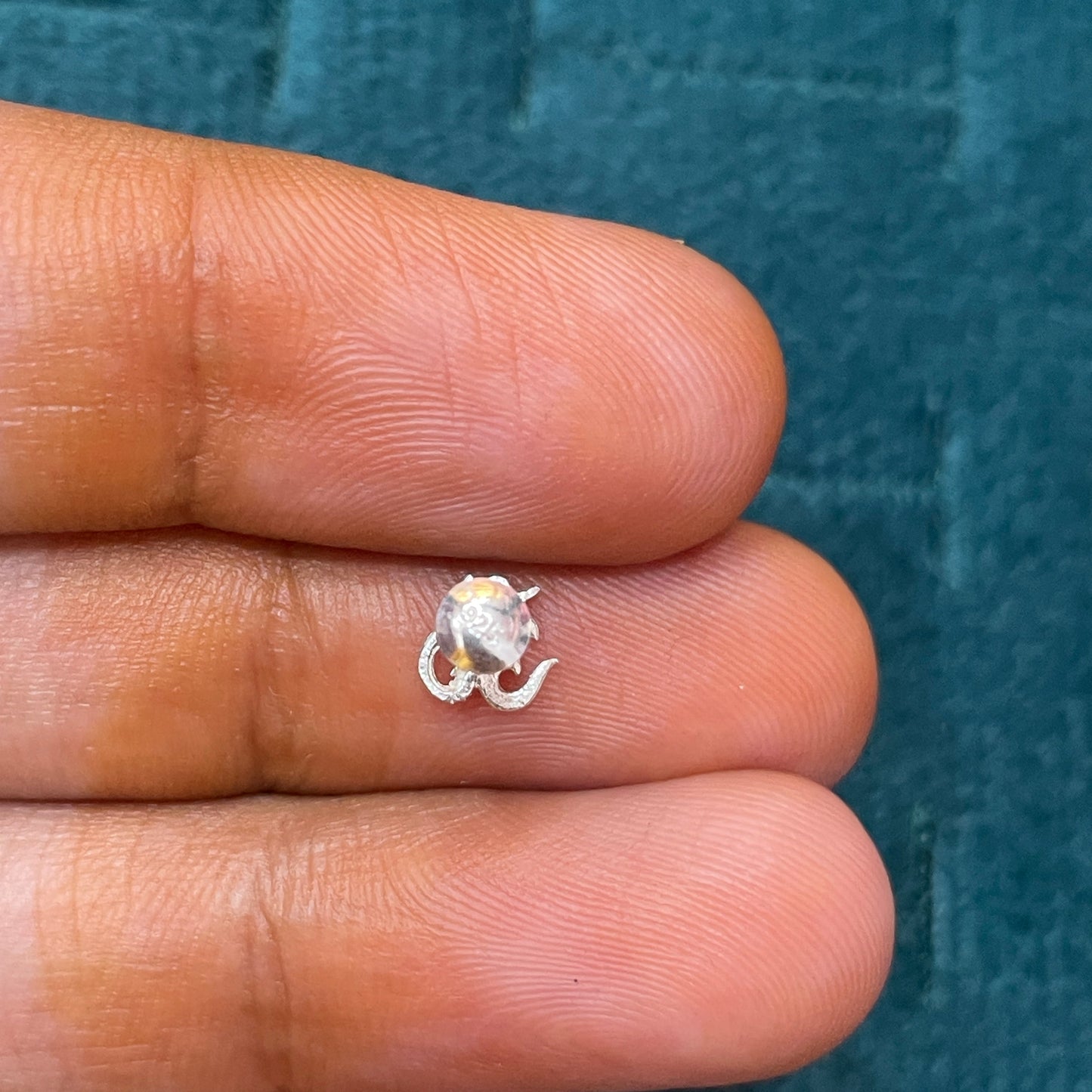 92.5 Silver OM Second Studs | Stylish Spiritual Symbol Design | Elegant Jewellery