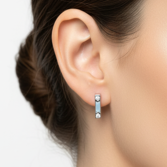 92.5 Silver Square Bali Earrings for Women | Minimal Hoop Design | Elegant Jewellery