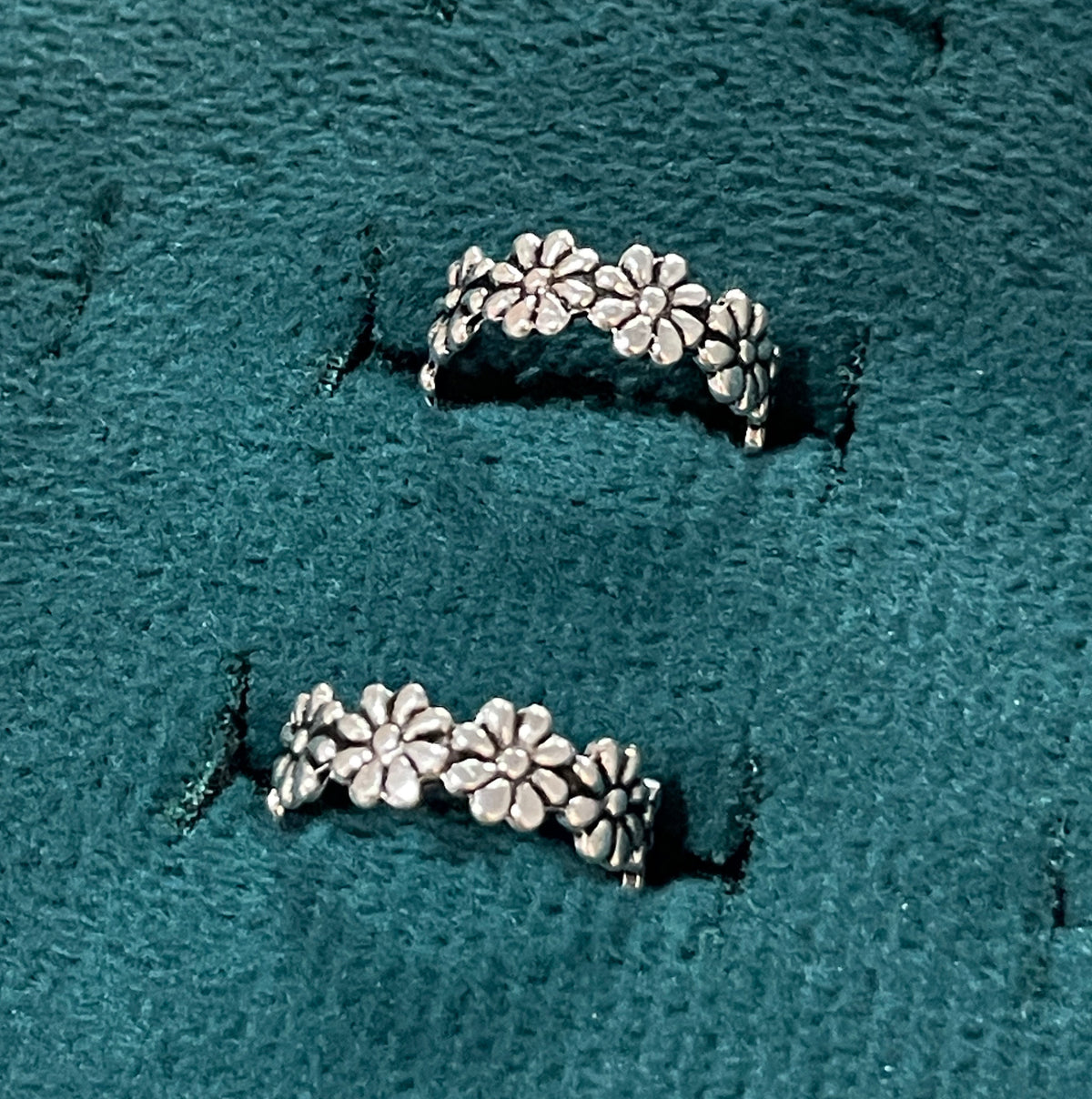 92.5 Silver Toe Rings for Women | Floral Oxidised Design | Traditional Jewellery
